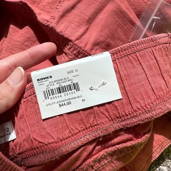 Sonoma Goods For Life Midrise Utility Jogger Pants Brianna Blush Size 12 - Picture 4 of 9